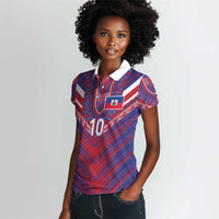 Custom Haiti National Football Women Polo Shirt Dashiki Sporty Style - Wonder Print Shop