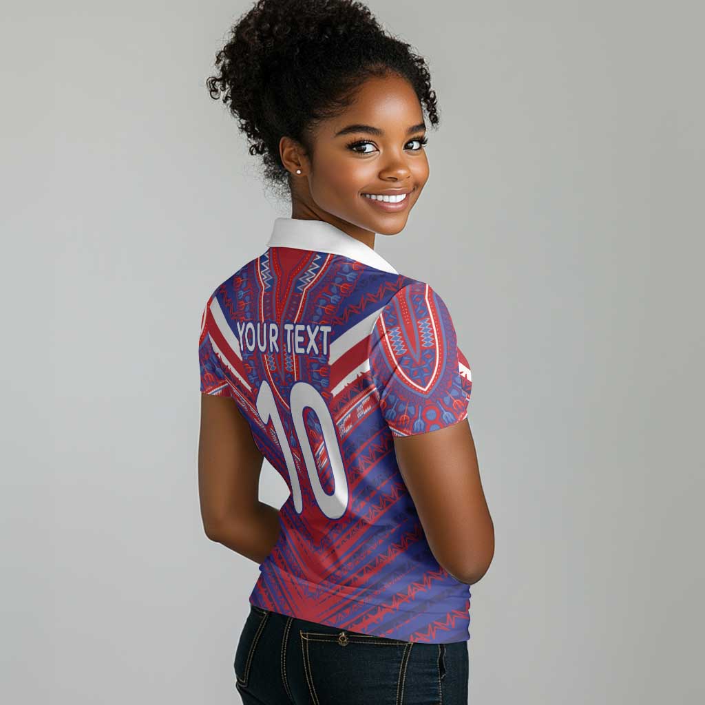 Custom Haiti National Football Women Polo Shirt Dashiki Sporty Style - Wonder Print Shop