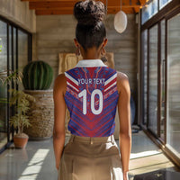Custom Haiti National Football Women Sleeveless Polo Shirt Dashiki Sporty Style - Wonder Print Shop