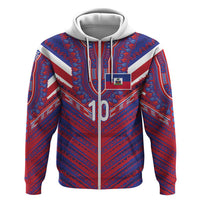 Custom Haiti National Football Zip Hoodie Dashiki Sporty Style - Wonder Print Shop