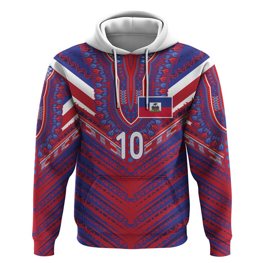 Custom Haiti National Football Zip Hoodie Dashiki Sporty Style - Wonder Print Shop