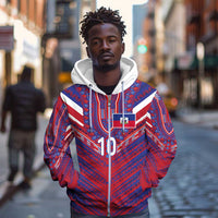 Custom Haiti National Football Zip Hoodie Dashiki Sporty Style - Wonder Print Shop