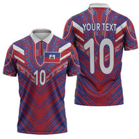 Custom Haiti National Football Zipper Polo Shirt Dashiki Sporty Style - Wonder Print Shop