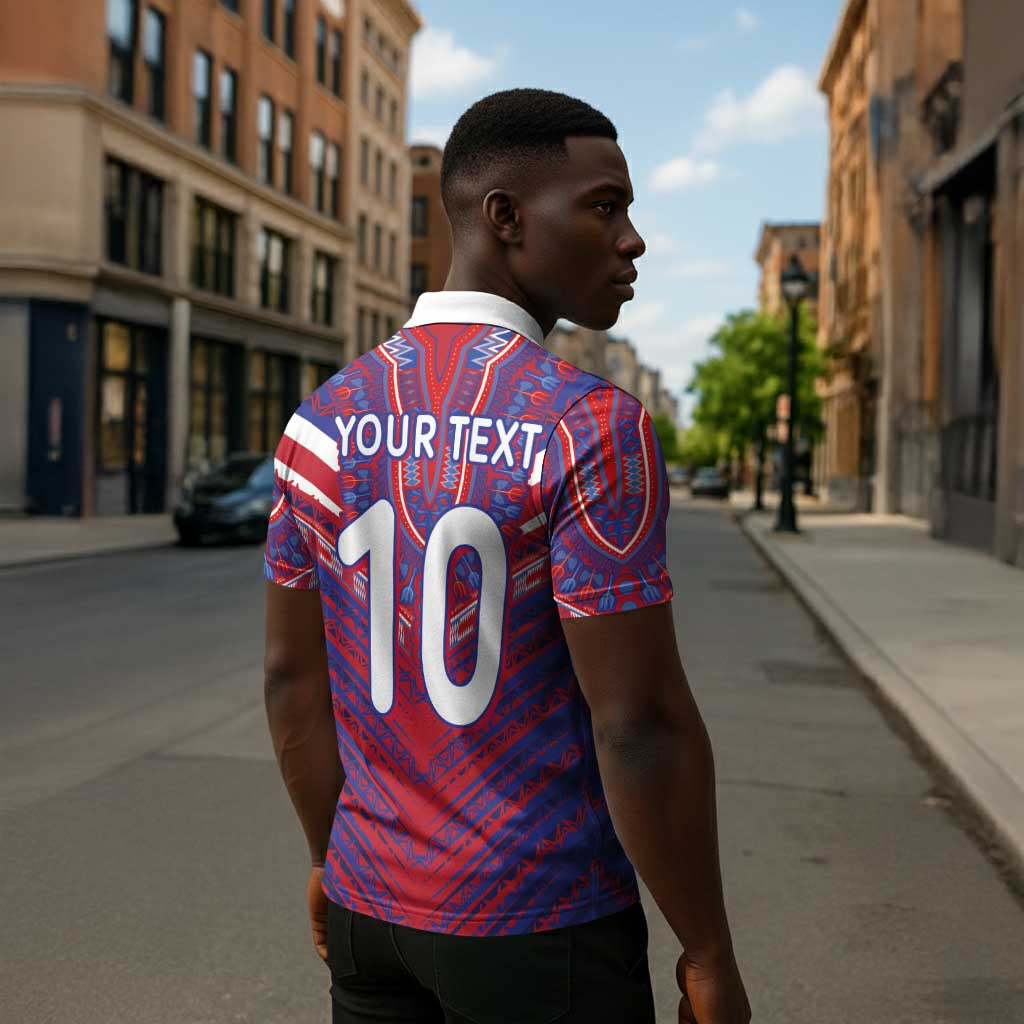 Custom Haiti National Football Zipper Polo Shirt Dashiki Sporty Style - Wonder Print Shop