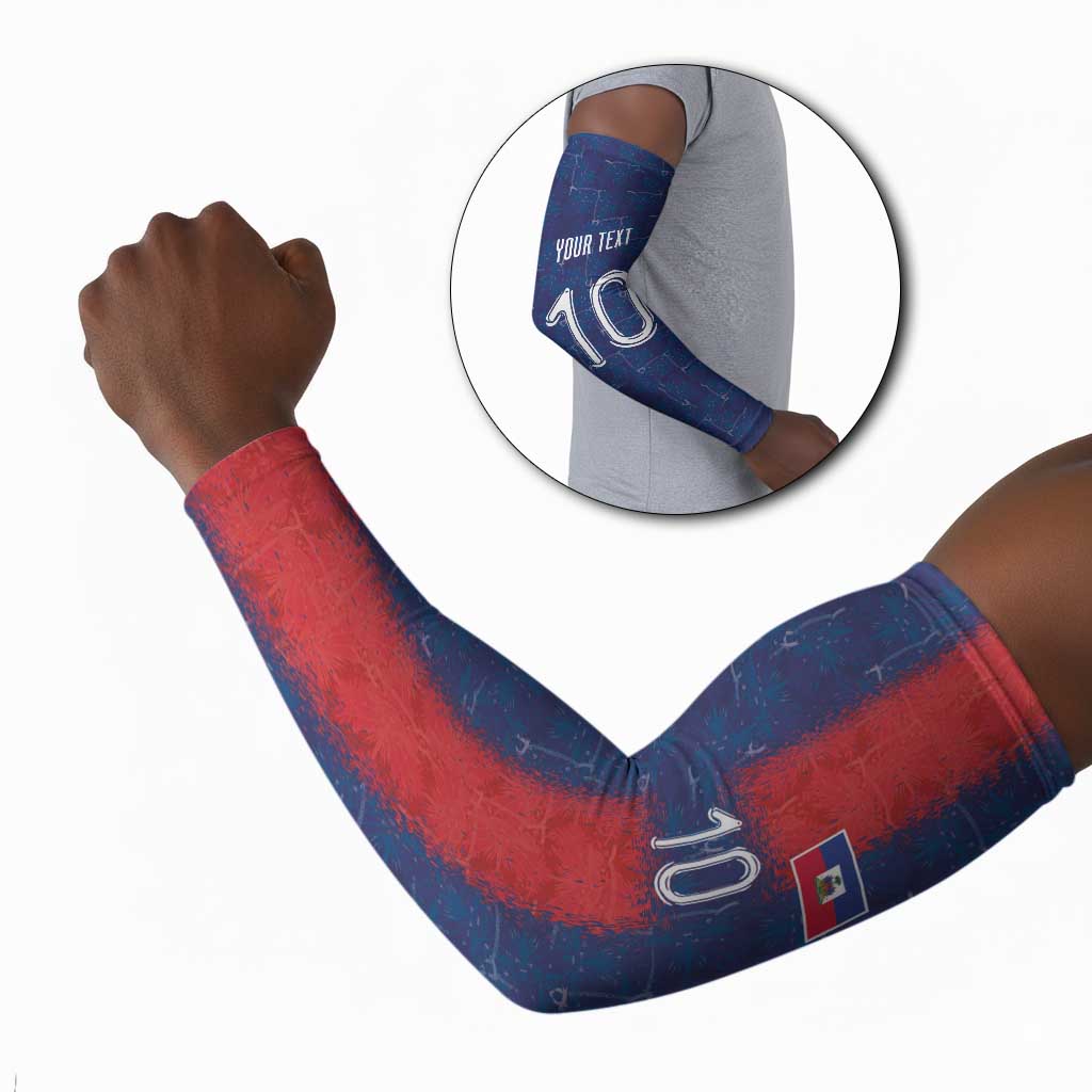 Custom Haiti National Football Arm Sleeves Haiti Emblems Motif - Wonder Print Shop
