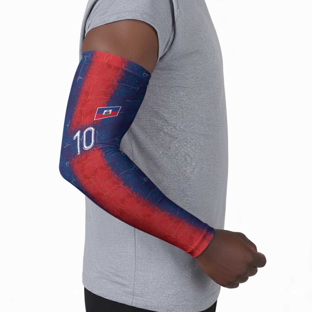 Custom Haiti National Football Arm Sleeves Haiti Emblems Motif - Wonder Print Shop