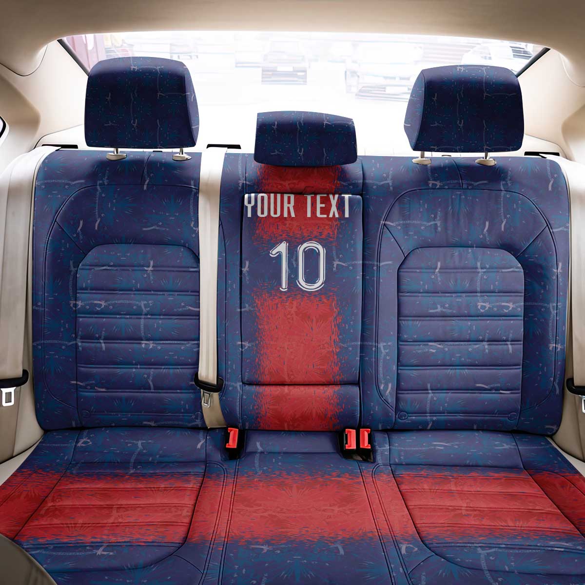 Custom Haiti National Football Back Car Seat Cover Haiti Emblems Motif - Wonder Print Shop