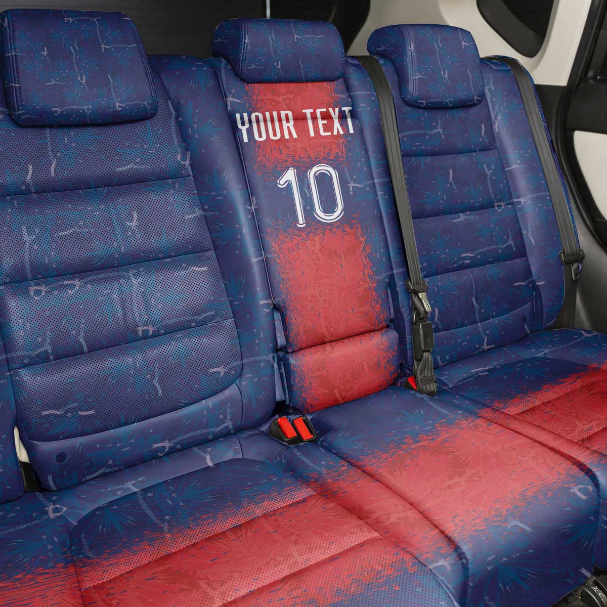 Custom Haiti National Football Back Car Seat Cover Haiti Emblems Motif - Wonder Print Shop