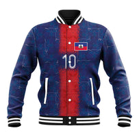 Custom Haiti National Football Baseball Jacket Haiti Emblems Motif - Wonder Print Shop