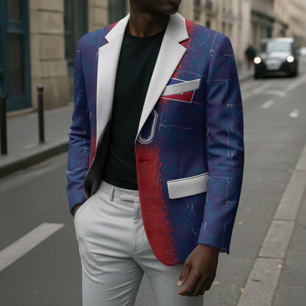 Custom Haiti National Football Blazer Haiti Emblems Motif - Wonder Print Shop