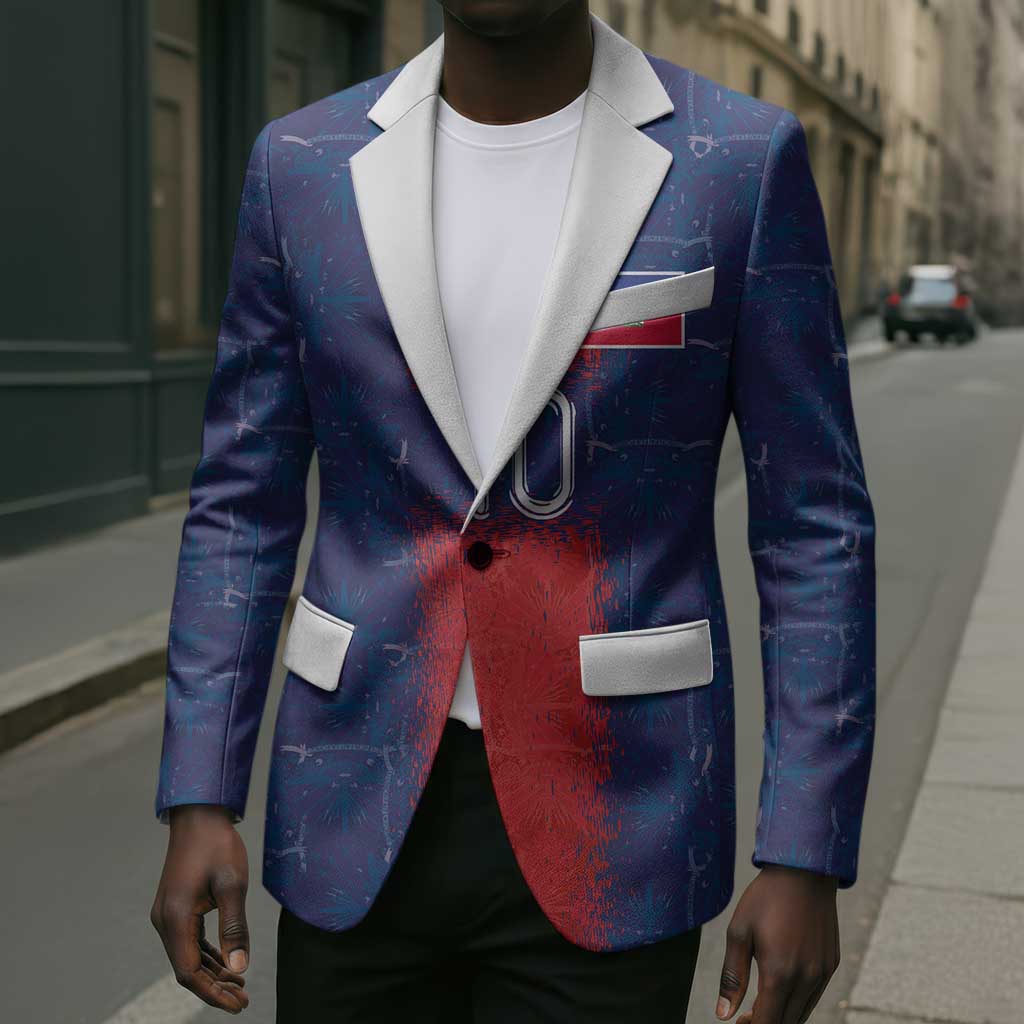 Custom Haiti National Football Blazer Haiti Emblems Motif - Wonder Print Shop