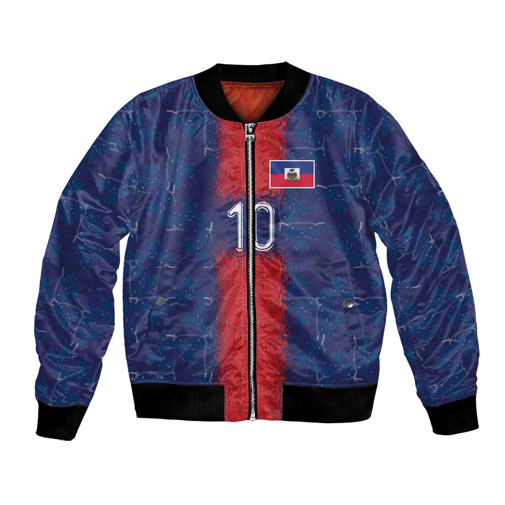 Custom Haiti National Football Bomber Jacket Haiti Emblems Motif - Wonder Print Shop