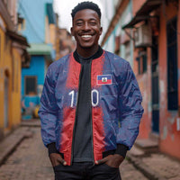 Custom Haiti National Football Bomber Jacket Haiti Emblems Motif - Wonder Print Shop