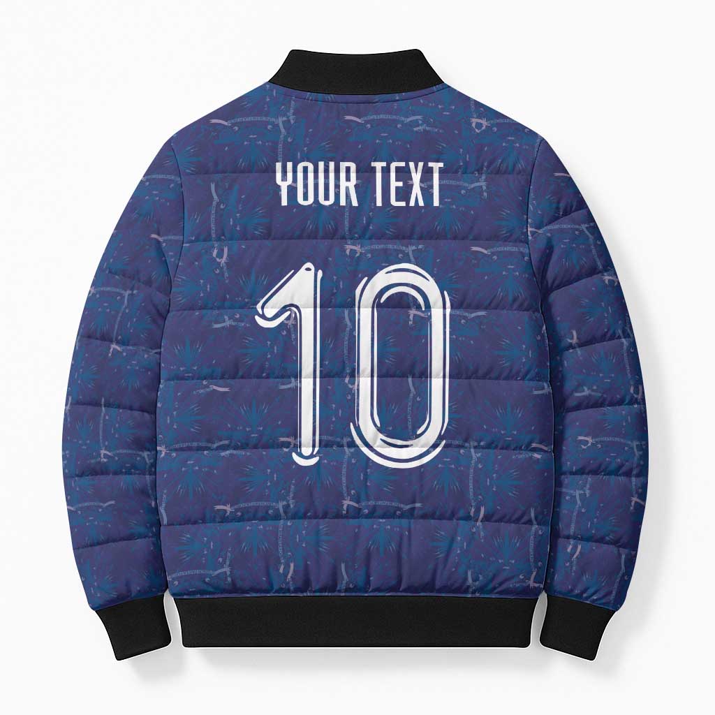 Custom Haiti National Football Bomber Puffer Jacket Haiti Emblems Motif - Wonder Print Shop