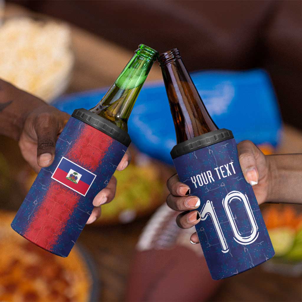 Custom Haiti National Football 4 in 1 Can Cooler Tumbler Haiti Emblems Motif - Wonder Print Shop