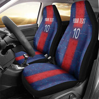 Custom Haiti National Football Car Seat Cover Haiti Emblems Motif - Wonder Print Shop