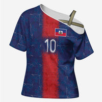 Custom Haiti National Football Cross Shoulder Shirt Haiti Emblems Motif - Wonder Print Shop