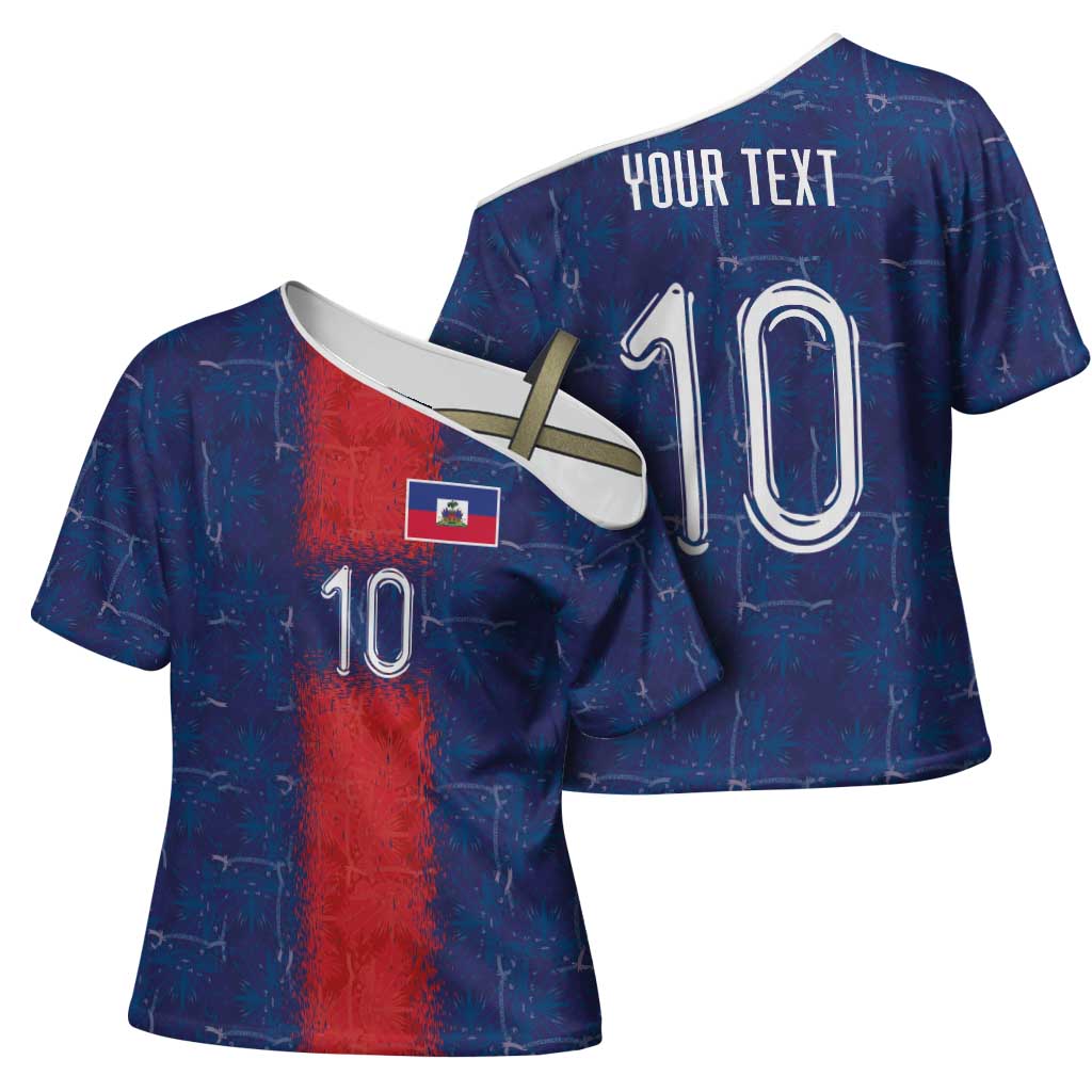 Custom Haiti National Football Cross Shoulder Shirt Haiti Emblems Motif - Wonder Print Shop