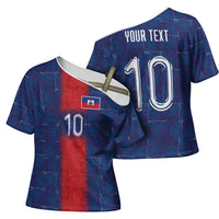 Custom Haiti National Football Cross Shoulder Shirt Haiti Emblems Motif - Wonder Print Shop