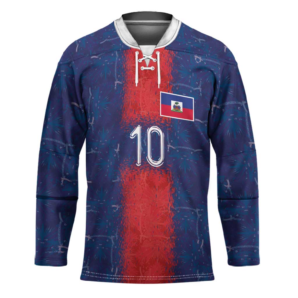 Custom Haiti National Football Hockey Jersey Haiti Emblems Motif - Wonder Print Shop
