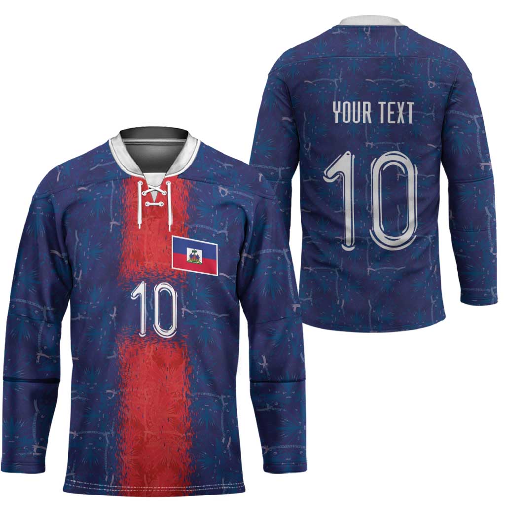 Custom Haiti National Football Hockey Jersey Haiti Emblems Motif - Wonder Print Shop