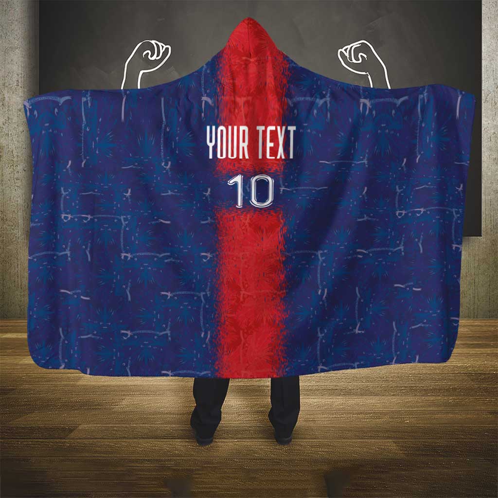 Custom Haiti National Football Hooded Blanket Haiti Emblems Motif - Wonder Print Shop