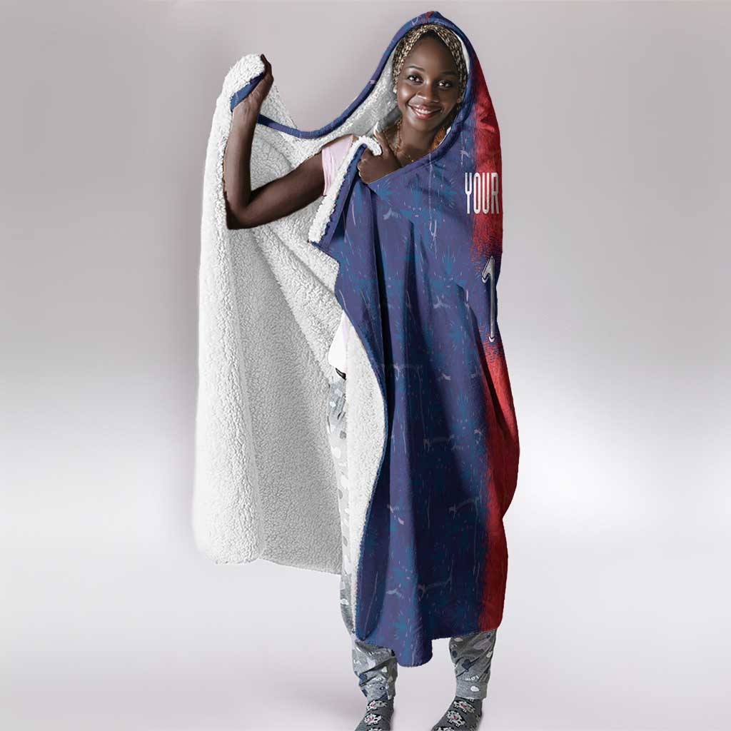 Custom Haiti National Football Hooded Blanket Haiti Emblems Motif - Wonder Print Shop