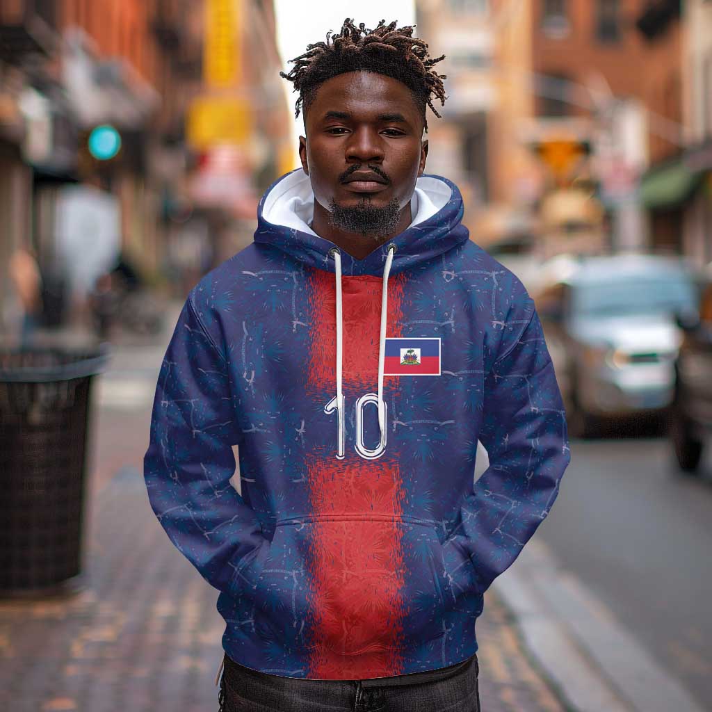 Custom Haiti National Football Hoodie Haiti Emblems Motif - Wonder Print Shop