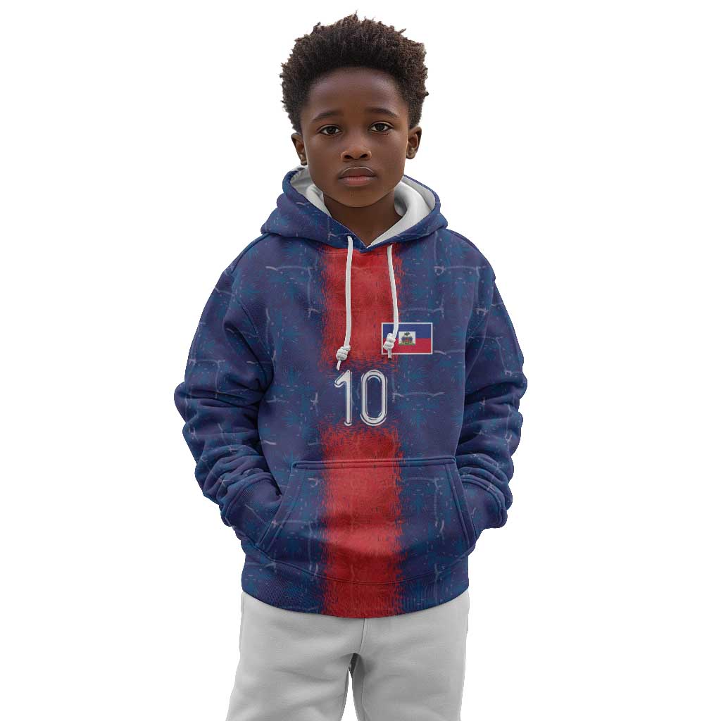 Custom Haiti National Football Kid Hoodie Haiti Emblems Motif - Wonder Print Shop
