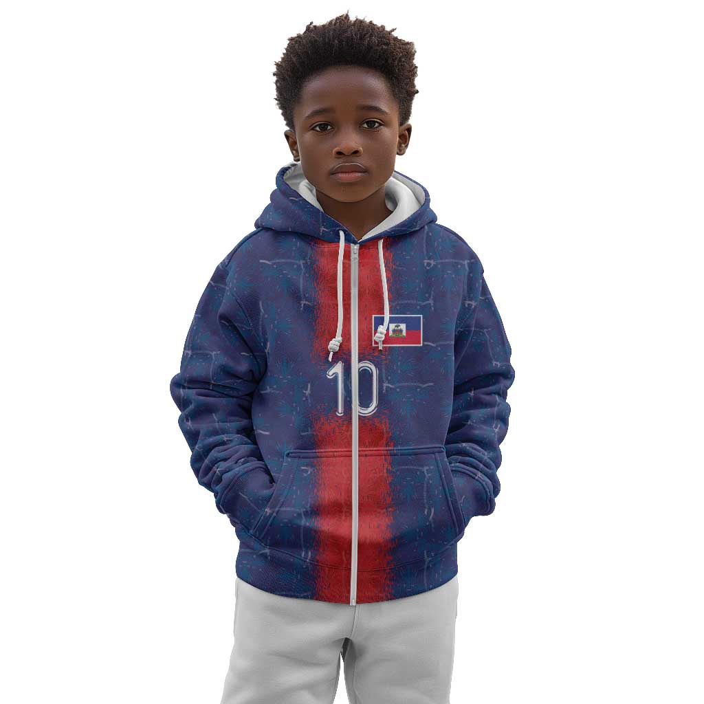 Custom Haiti National Football Kid Hoodie Haiti Emblems Motif - Wonder Print Shop