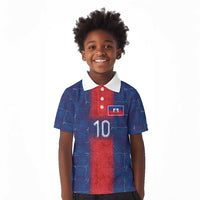 Custom Haiti National Football Kid Polo Shirt Haiti Emblems Motif - Wonder Print Shop