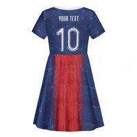 Custom Haiti National Football Kid Short Sleeve Dress Haiti Emblems Motif - Wonder Print Shop