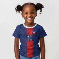 Custom Haiti National Football Kid T shirt Haiti Emblems Motif - Wonder Print Shop