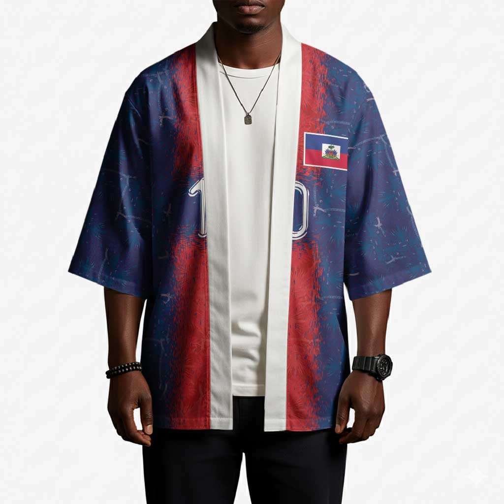 Custom Haiti National Football Kimono Haiti Emblems Motif - Wonder Print Shop