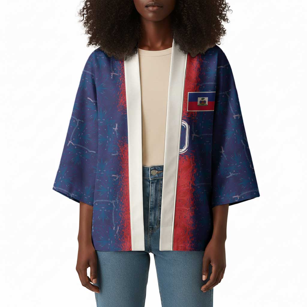 Custom Haiti National Football Kimono Haiti Emblems Motif - Wonder Print Shop