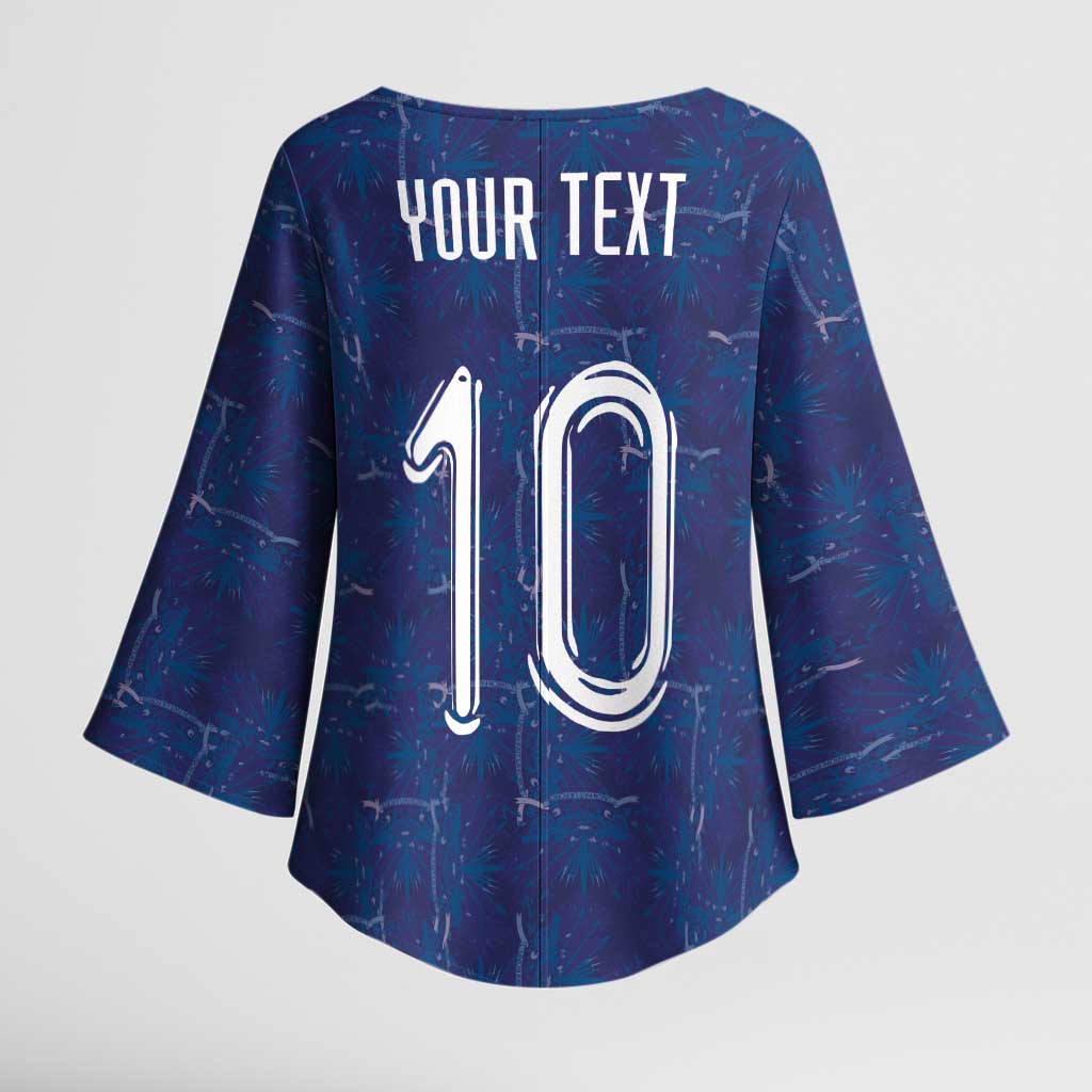 Custom Haiti National Football Kimono Sleeve Blouse Haiti Emblems Motif - Wonder Print Shop