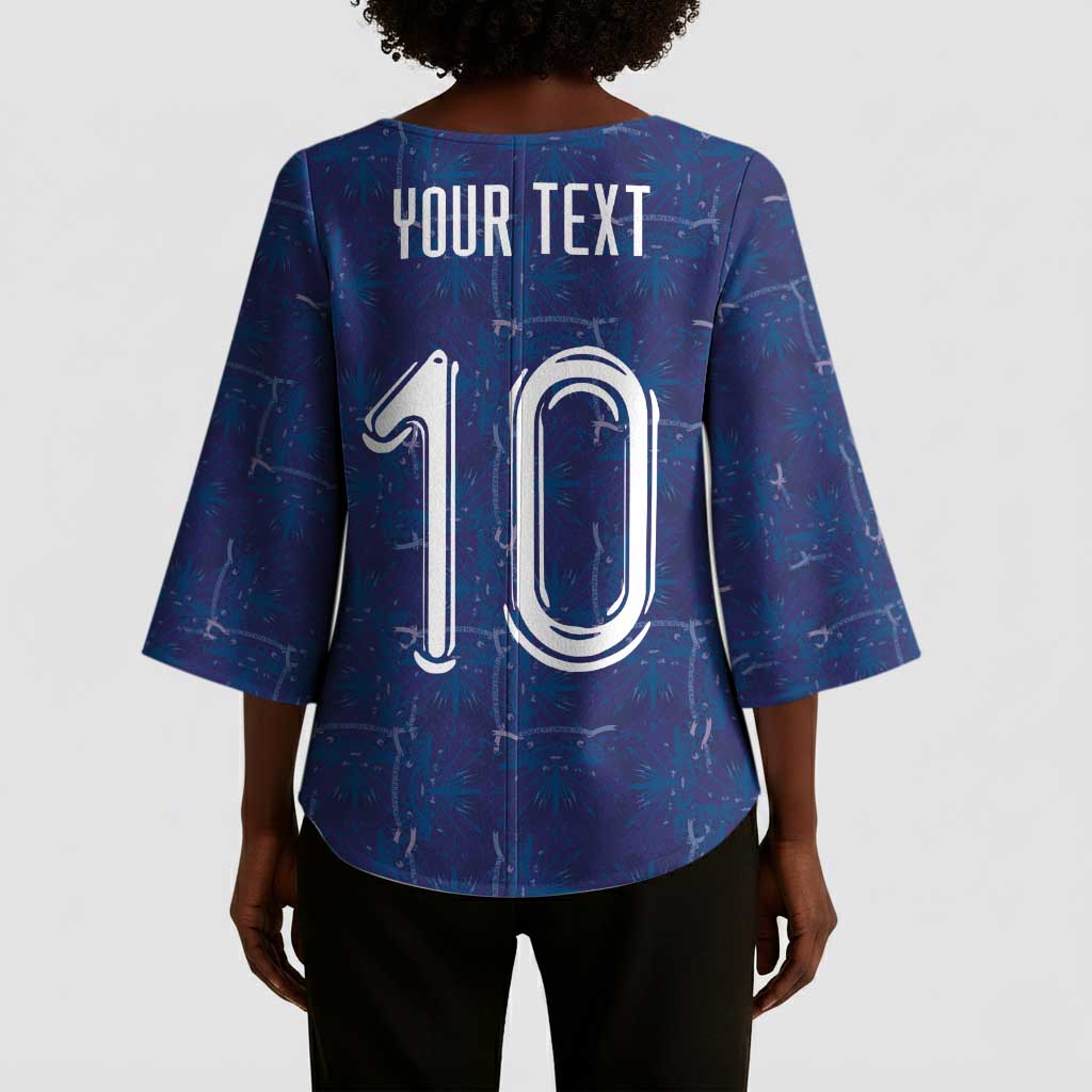 Custom Haiti National Football Kimono Sleeve Blouse Haiti Emblems Motif - Wonder Print Shop