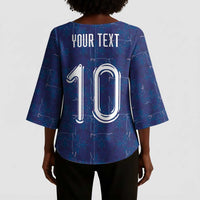 Custom Haiti National Football Kimono Sleeve Blouse Haiti Emblems Motif - Wonder Print Shop