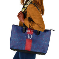 Custom Haiti National Football Leather Tote Bag Haiti Emblems Motif - Wonder Print Shop