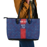 Custom Haiti National Football Leather Tote Bag Haiti Emblems Motif - Wonder Print Shop
