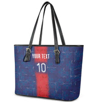 Custom Haiti National Football Leather Tote Bag Haiti Emblems Motif - Wonder Print Shop