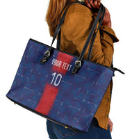Custom Haiti National Football Leather Tote Bag Haiti Emblems Motif - Wonder Print Shop