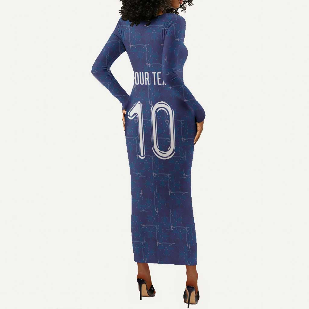 Custom Haiti National Football Long Sleeve Bodycon Dress Haiti Emblems Motif - Wonder Print Shop