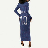 Custom Haiti National Football Long Sleeve Bodycon Dress Haiti Emblems Motif - Wonder Print Shop