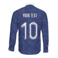 Custom Haiti National Football Long Sleeve Button Shirt Haiti Emblems Motif - Wonder Print Shop