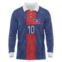 Custom Haiti National Football Long Sleeve Polo Shirt Haiti Emblems Motif - Wonder Print Shop