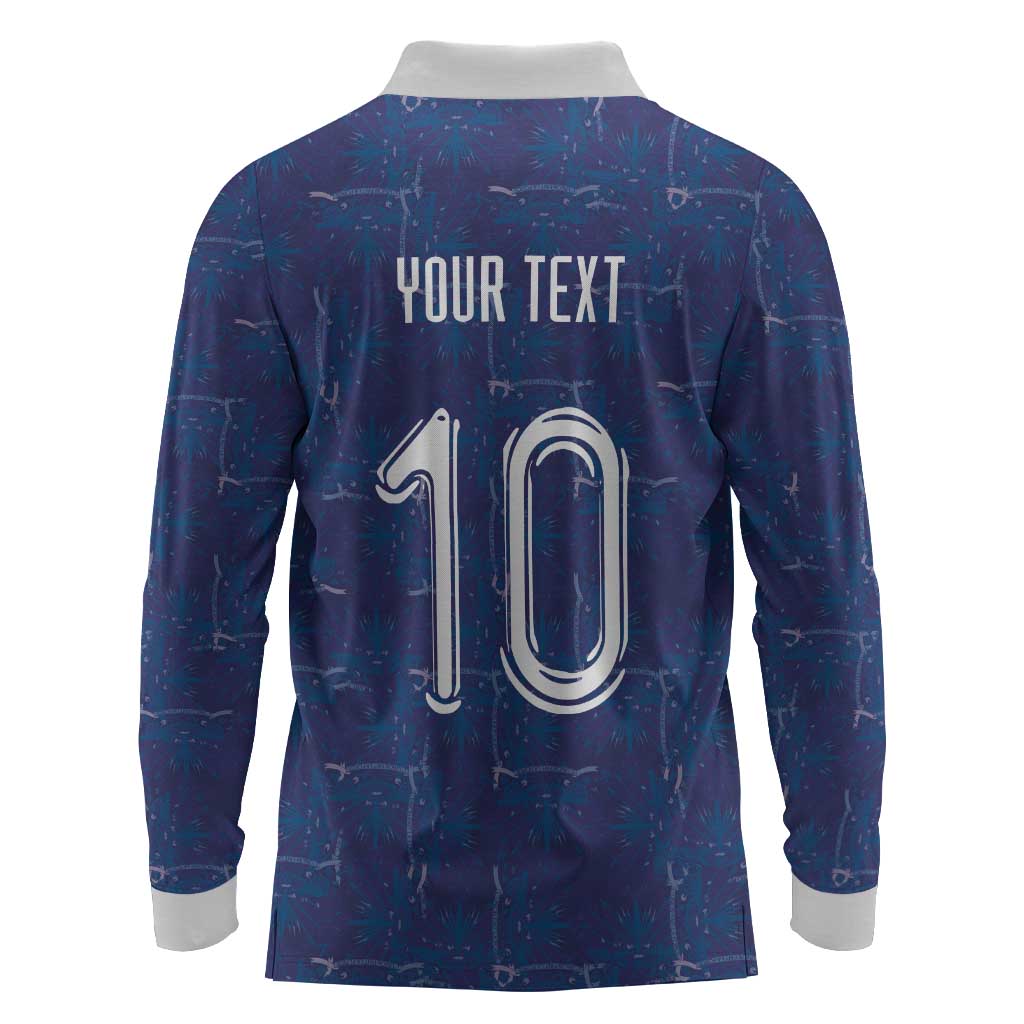 Custom Haiti National Football Long Sleeve Polo Shirt Haiti Emblems Motif - Wonder Print Shop