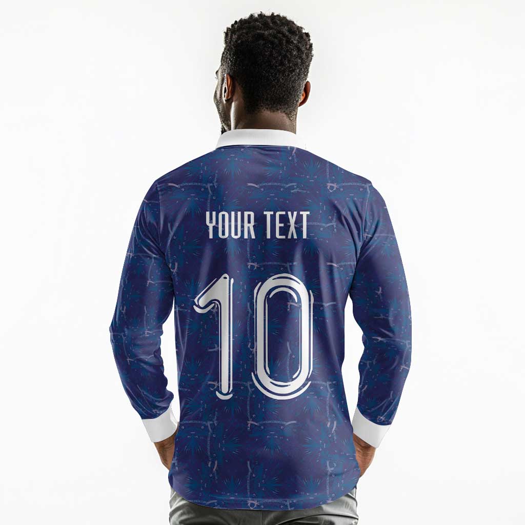 Custom Haiti National Football Long Sleeve Polo Shirt Haiti Emblems Motif - Wonder Print Shop