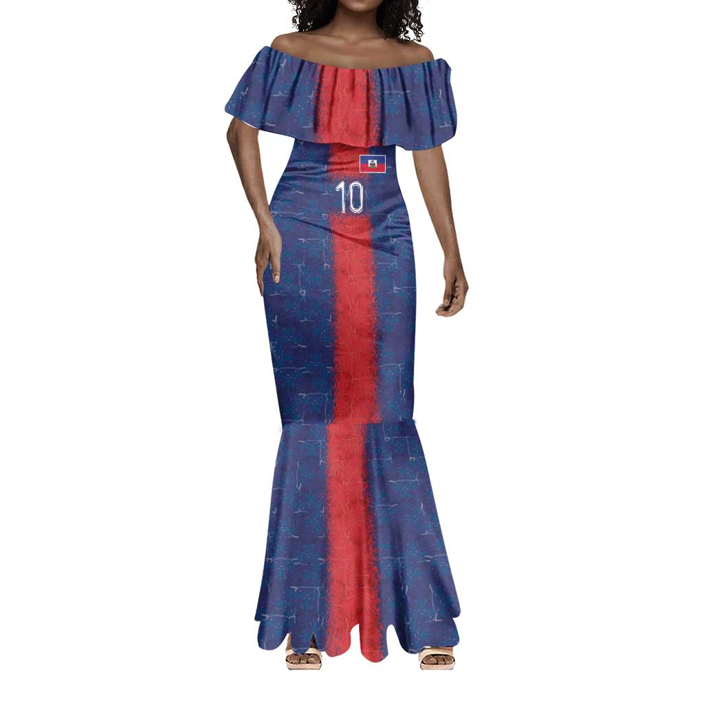 Custom Haiti National Football Mermaid Dress Haiti Emblems Motif - Wonder Print Shop