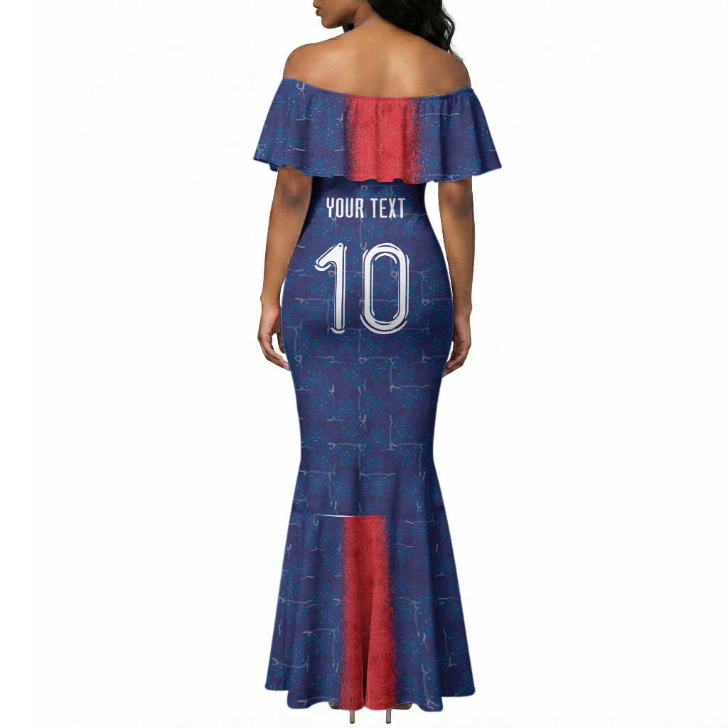 Custom Haiti National Football Mermaid Dress Haiti Emblems Motif - Wonder Print Shop